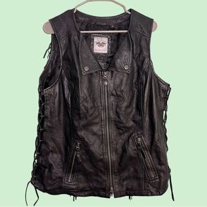Harley Davidson Leather Vest Motorcycle Fringe size XL